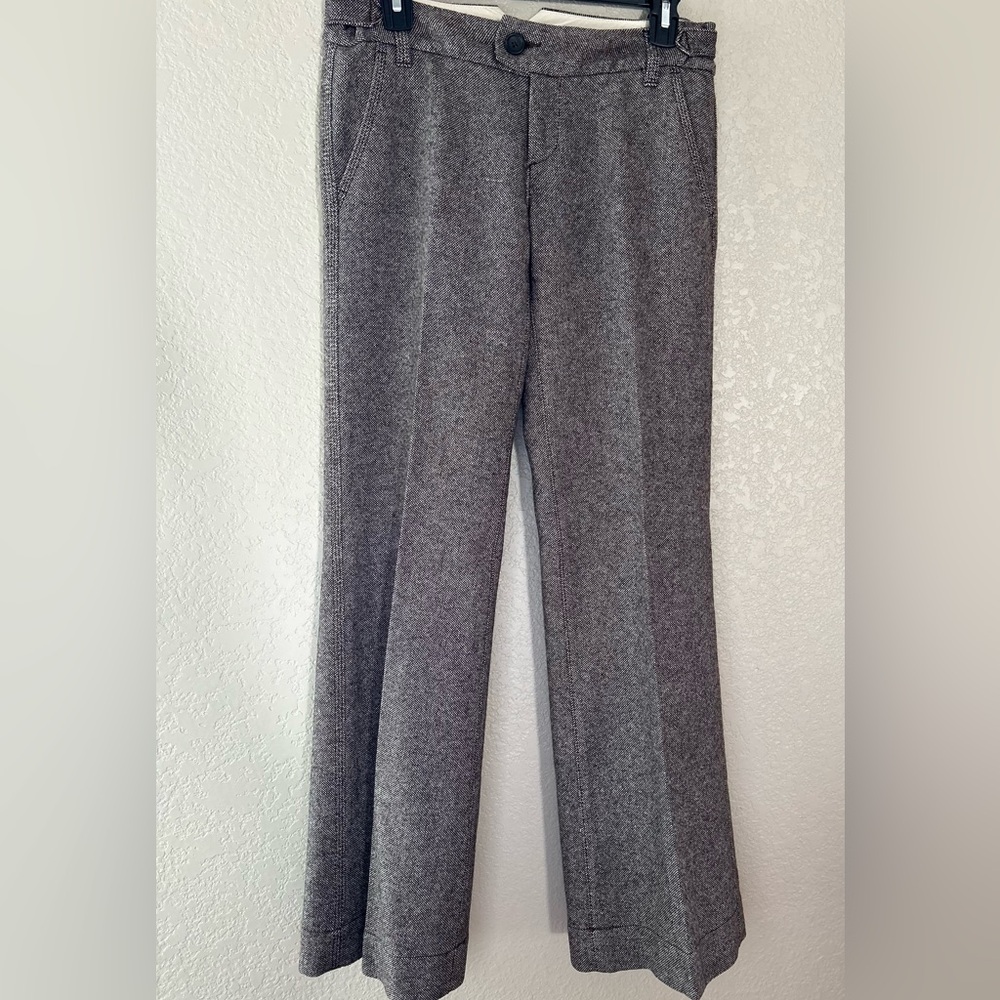 Banana Republic Wide Leg Brown Textured Wool Dress Pants | 0